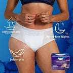 Close-up of the cotton-like breathable material on the TENA overnight women protective underwear.
