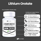 HealthFare Lithium Orotate 200 vegetarian tablets supplement facts and ingredient profile