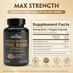NATUREBULK French Maritime Pine Bark 400 mg side view showcasing vegan capsule quantity and 95 percent proanthocyanidins