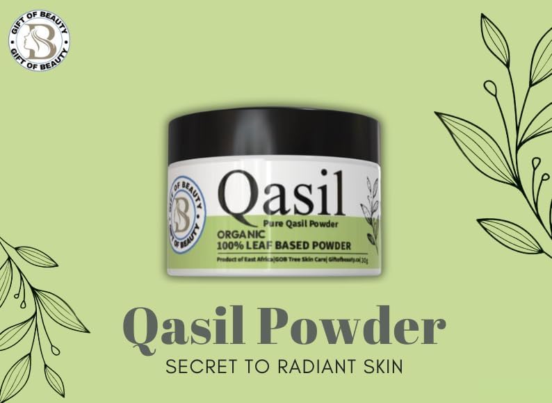 Pure green Somali Qasil powder texture for organic face mask preparation