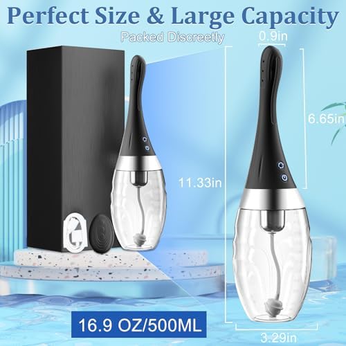Rechargeable electric enema device with medical-grade silicone texture.