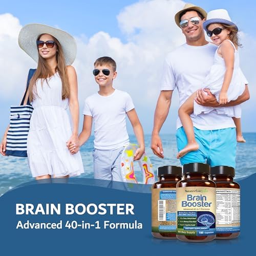 Nature's Branch Brain Booster label highlighting the inclusion of DMAE and L-Glutamine for brain health.