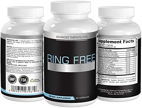 Ring Free anti tinnitus dietary supplement bottle for reducing ear noise and improving sleep quality