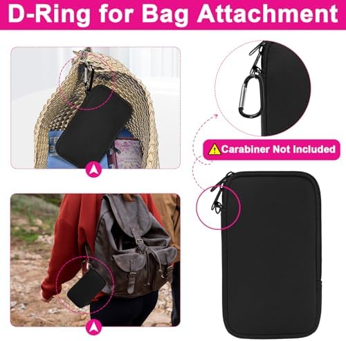Discreet feminine product organizer with built-in D-ring for purses