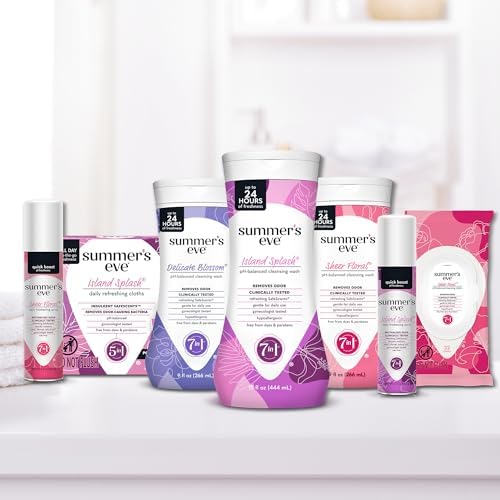 Close up of Summer's Eve feminine wipes packaging showing ingredients and benefits
