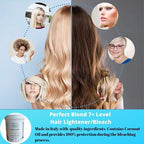 Back label view of Blond Forte blue hair bleaching powder tub showing mixing instructions and product details.