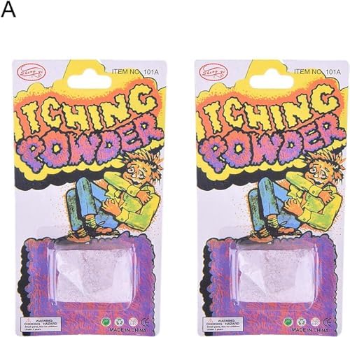 Purple itching powder packets for gag gifts and practical jokes