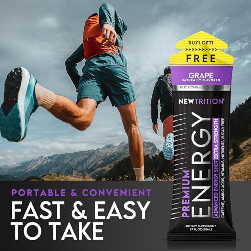 Nutritional facts label on NewTrition 1.7 Fluid Ounce energy shot bottle.