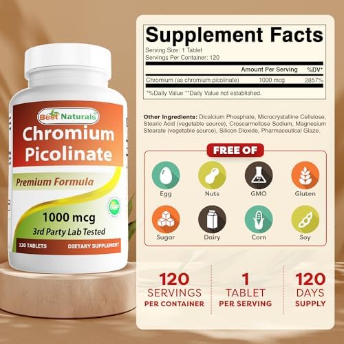 Best Naturals chromium trace mineral supplement for adult healthy weight management