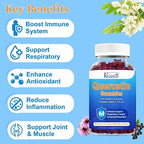 Supplement facts label of Vazatisi Quercetin gummies showing 1200mg serving size with zinc and elderberry.