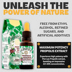 Authentic imported bee propolis extract bottle showcasing ingredients list.