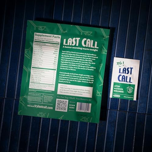 Authentic Last Call imported morning after wellness packaging for hangover relief