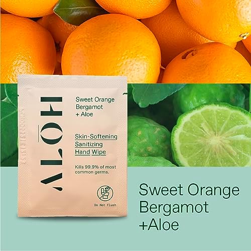 ALŌH Skin - Softening Sanitizing Hand Wipes – Sweet Orange Bergamot (1 Box of 20 Individual Wrapped Wipes) - Image 4