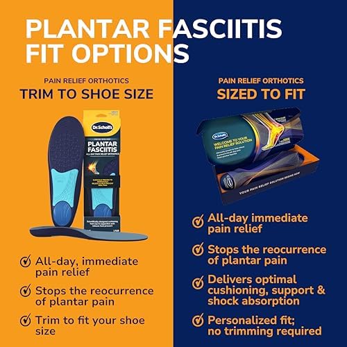 Full length view of Dr. Scholl's blue orthotic insoles for men and women.
