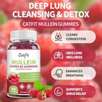 Catfit dietary supplement bottles for natural lymphatic drainage and lung cleanse.