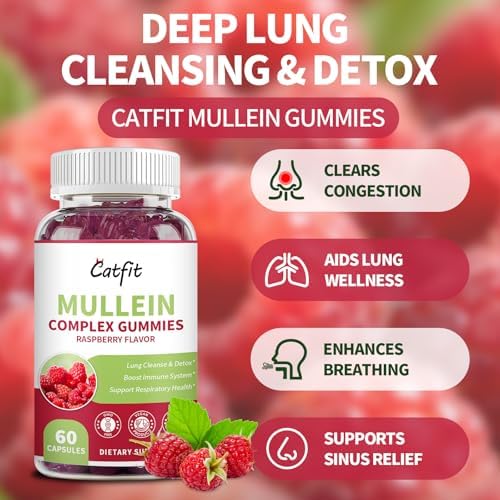 Catfit dietary supplement bottles for natural lymphatic drainage and lung cleanse.