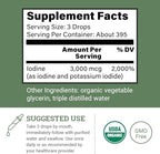Side profile of Earth Harmony Lugols Iodine bottle showing supplement details