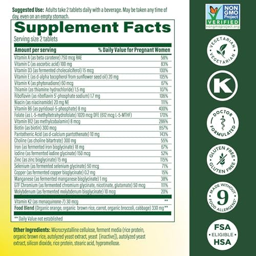 MegaFood USA imported prenatal health supplement bottle