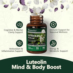 USA manufactured non GMO gluten free certification seals on HyberVive luteolin packaging