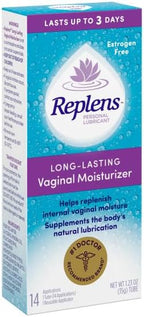 Replens Long Lasting Vaginal Moisturizer 35 gram tube with reusable applicator set.