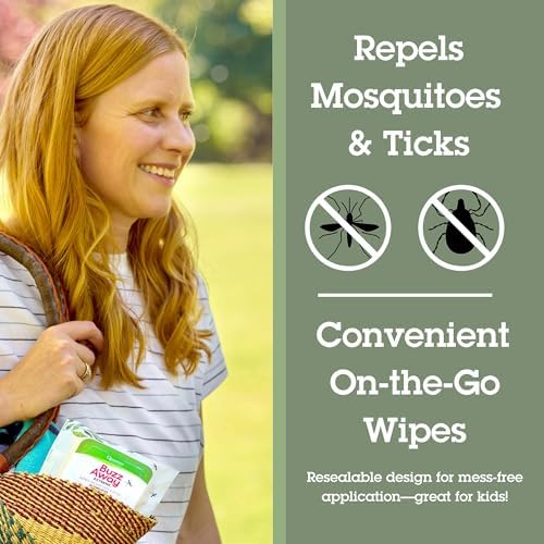 Natural citronella oil mosquito and tick repellent wipes for outdoor protection
