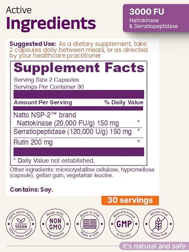 Premium Eternity Medicine Nattokinase bottle showing the ingredients for arterial function