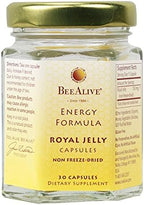 BeeAlive 150 milligrams royal jelly vegetarian capsules label showing supplement facts