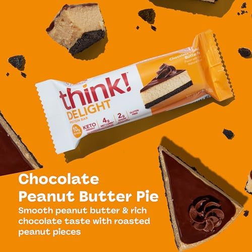 think! Delight Protein Bars, Chocolate Peanut Butter Pie, Low Sugar & Low Carb Gluten-Free Snack, Keto Friendly Snacks, 12 Count (Packaging May Vary) - Image 4
