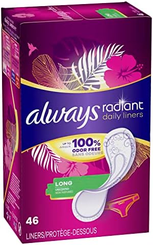 Always Radiant Long panty liners for daily odor protection
