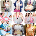 Water-resistant mastectomy drainage lanyard showing full length extension for abdominal surgery patients.