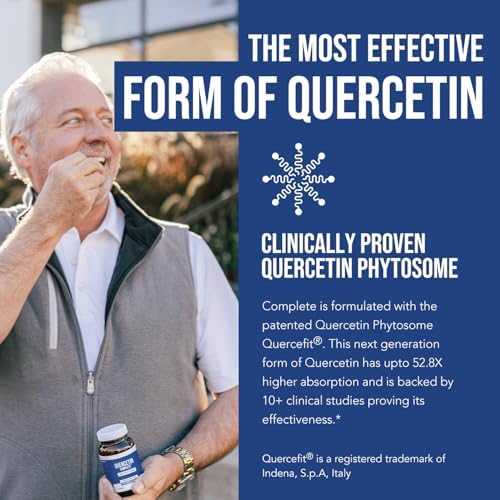Triquetra Health Quercetin Complete capsules demonstrating patented 50X higher absorption technology.