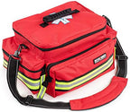 Open view of Scherber EMT bag displaying 221 pieces of medical supplies and organizational loops.
