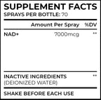Close up of Quality Sprays Nicotinamide Adenine Dinucleotide bottle showing 70 sprays count.