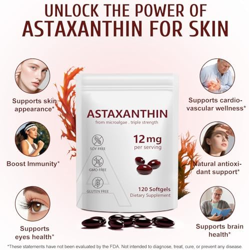 QYCOTXYR Astaxanthin ten in one max strength label showing twelve milligram supplement facts