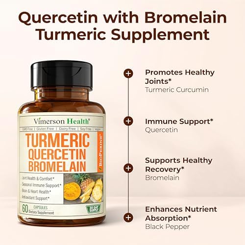 Vimerson Health Quercetin package back view featuring usage instructions and allergen free certifications