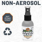 Ranger Ready DEET free travel bug spray standing upright on a clean studio background.