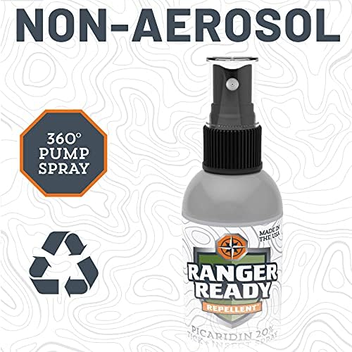Ranger Ready DEET free travel bug spray standing upright on a clean studio background.