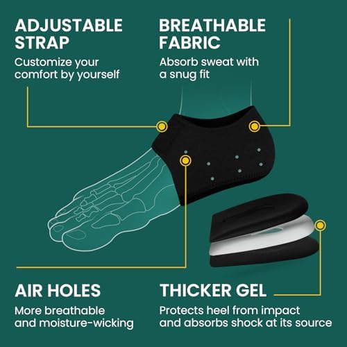 Welnove black heel cushion inserts showing adjustable elastic straps.