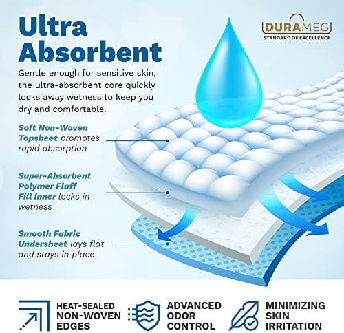 Durameg 23x36 inches protective chucks sheets neatly stacked for household use.