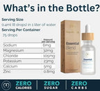 Mayu Trace Mineral Drops side label highlighting the vegan and non GMO product features.