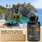 NATUREBULK French Maritime Pine Bark Extract 120 capsules bottle on clean background highlighting dietary specifications