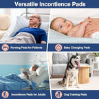 MKISS multi purpose disposable underpad being utilized for elderly care and overnight furniture safeguarding.