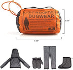 Detailed view of mosquito protective mitts and socks worn over shoes