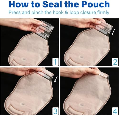 LotFancy medical grade drainable colostomy pouch demonstrating the flexible adhesive flange surface.