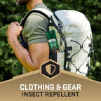 Back label details of Repel Permethrin clothing spray showing ingredients and safety instructions