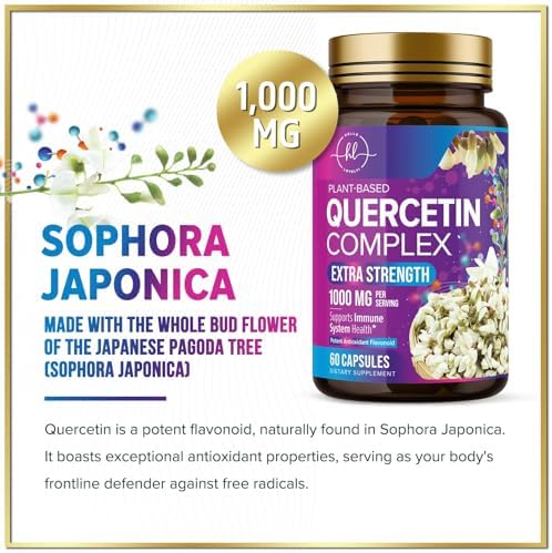 Back label of Hello Lovely Quercetin Dihydrate showing the full vegetarian ingredients list and daily dosage instructions clearly.
