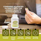 Authentic GeriCare 100 IU antioxidant softgels bottle back layout details