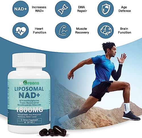 Ingreens NAD+ supplement packaging with ingredient highlights