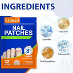 Step-by-step application graphic demonstrating how to place the adhesive overnight treatment onto a discolored toenail.