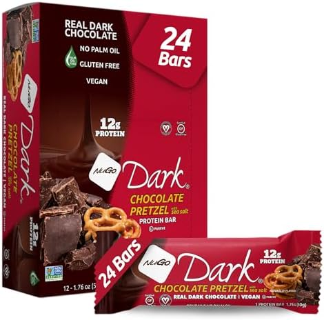 NuGo Dark Chocolate Pretzel and Sea Salt, 12g Protein Bar, Vegan, Gluten Free, Non-GMO, Kosher Pareve, 24 Count - Image 2